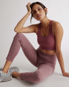 Our Ultra-Soft High-Rise Legging is sure to become your new favorite pair of leggings. These super soft leggings are perfect for yoga classes, low impact exercises and all-day wear. Just because they are soft does not mean they compromise on performance qualities - our Ultra-Soft fabric features quick-drying, moisture-wicking and anti-microbial technology with the 4-way stretch.  | Quince | Women's Ultra-Soft High-Rise Legging in Heather Rose, Size XS, Recycled Polyester Yoga Outfit Ideas, Low Impact Exercises, Yoga Outfits For Women, Heather Rose, Fair Trade Clothing, Bottom Workout, Sustainable Clothing Brands, Sustainable Fashion Brands, Performance Leggings