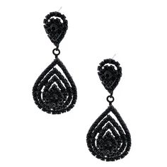 Wedding Earrings Black Jet Rhinestone Teardrop Formation Dangle Earrings Black Teardrop Rhinestone Jewelry, Black Teardrop Jewelry With Rhinestones, Black Teardrop Drop Earrings For Party, Black Drop Teardrop Earrings For Party, Black Teardrop Earrings For Party, Black Dangle Teardrop Earrings For Party, Black Crystal Chandelier Earrings For Party, Black Drop Crystal Earrings, Black Crystal Chandelier Earrings