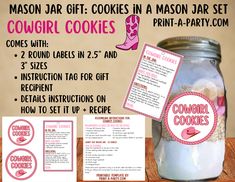 mason jar gift cookies in a mason jar with instructions