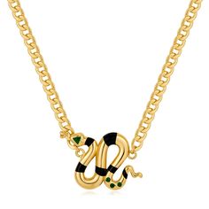 PRICES MAY VARY. Dainty Design: The Halloween necklace is made up of a black gold snake pendant with an extendable gold chain, simple design but let you feel its exquisite beauty, the snake represents a symbol of wisdom and strength, wearing it can make you more confident and blooming. Quality & Allergenicty: Gold snake chain is made of high quality brass, lead and nickel free! Hypoallergenic, a quality choice for people with sensitive skin, brings you a comfortable wearing experience all day lo Halloween Anniversary, Bat Pendant, Hypoallergenic Necklace, Gold Snake Chain, Bat Earrings, Halloween Necklace, Snake Pendant, Snake Chain Necklace, Snake Bracelet