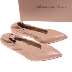 Gianvito Rossi Pink Rossi Shoes, Black Leather Flats, Leather Espadrilles, Ballerina Shoes, Pointed Toe Flats, Leather Mules, Ballerina Flats, Luxury Clothing, Peach Pink