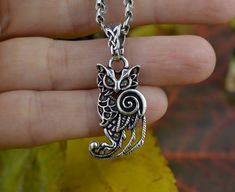 Pendant Celtic Owl. Handmade Witchcraft Talisman. Celtic Ornament Amulet. Wicca Magic Owl. Scandinavian Nordic Viking Amulet Necklace. Witchcraft Talisman, Celtic Owl, Symbol Of Wisdom