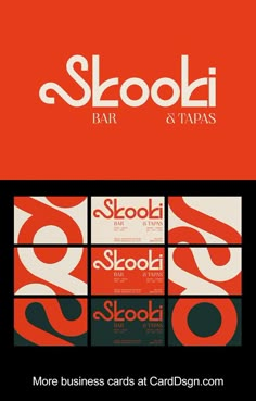 the logo for skooli bar and tapas is shown in red, white and black