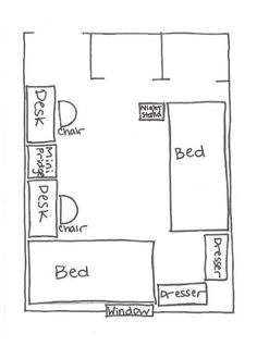 the floor plan for a bedroom and bathroom