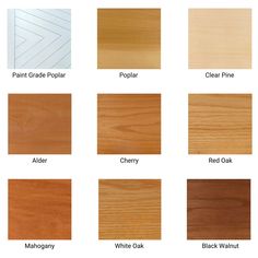 the different types of wood grains and their names are shown on this page,