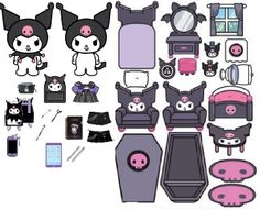 the paper doll is made up of various items such as furniture, mirrors and other things