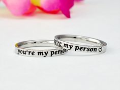 You're my person Stainless Steel Stacking Band Ring Set | Etsy 2 Couples, Sisters Best Friends, Couple Bands, You're My Person, Work Wife, Couple Band, Fingerprint Necklace, Dazzling Earrings, My Person