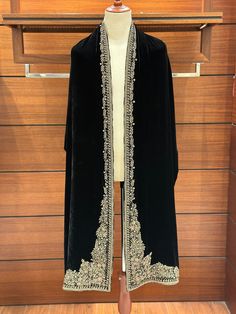 Experience luxury with our Black Pure Shaffon Velvet Shawl, a work of art appropriate for both bride and groom. The finest materials in an elegant antique colour scheme are showcased in the magnificent hand-stitched zardozi work surrounding the edges of the velvet. This shawl is more than simply an accessory--it's a classic work of art due to the flawless craftsmanship. The velvet that is used is rare to be found because of its purity. Our goal at Elaf Prestige is to give consumers products that Jamawar Dupatta With Dabka For Reception, Reception Dupatta With Dabka On Jamawar, Traditional Dabka Dupatta For Reception, Traditional Dupatta With Dabka For Reception, Festive Formal Pashmina Shawl With Traditional Drape, Traditional Pashmina Shawl For Formal Occasions, Traditional Formal Shawl With Intricate Embroidery, Intricate Embroidered Shawl For Wedding, Traditional Formal Dupatta With Intricate Embroidery