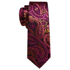 Treat yourself with a new pattern and splash of color to your look with this unique tie set. 100% Silk Handmade Package Includes: Tie, Pocket Square & Cufflinks. Length: 59" Width: 3.34" Warm iron if needed Multicolor Adjustable Tie For Formal Occasions, Multicolor Neckwear As A Gift, Multicolor Paisley Print Suit And Tie Accessories For Business, Formal Pink Adjustable Suit And Tie Accessories, Formal Multicolor Paisley Suit And Tie Accessories, Camellia Red, Gold Paisley, Unique Ties, Cufflink Set