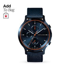 in stock Orange Highlights, Color Depth, German Design, Watch Case, Blue Leather, Watch Strap, Blue Orange, Blue Man, Electric Blue