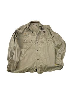 Parish Nation Button Down Shirt  Sz XL . Condition is "Pre-owned". Very Good Look at Pictures for flaws SKU A3-630 Outdoor Long Sleeve Tops With Button Closure, Long Sleeve Tops With Button Closure For Outdoor, Khaki Button Closure Top For Streetwear, Khaki Top With Button Closure For Streetwear, Vintage Khaki Top For Outdoor, Vintage Long Sleeve Tops For Outdoor, Vintage Style Tops With Button Closure For Outdoor, Vintage Long Sleeve Shirt For Outdoor, Shirt Sleeves