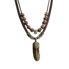 PRICES MAY VARY. PERFECT SIZE: Necklace length, 31cm/12.2 inch, the beads that make up this necklace are 25mm, 16mm, 14mm, 10mm in order. SAFE AND STRONG: Tasteless, solid wood, safe to wear, sturdy and not easy to break. STYLISH DESIGN: The classic simple wooden necklace is suitable for all occasions to make you look more attractive, it is the perfect gift for birthday, Christmas, Father's Day, Valentine's Day, Anniversary, etc. DIY SERVICE: Contact us for DIY necklace lengths. In addition, if Unique Meaning, Double Layer Necklace, Wood Bead Necklace, Layer Necklace, Metal Leaves, Chunky Necklace, Leaf Necklace, Leaf Pendant, Grandpa Gifts