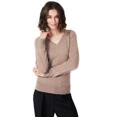 Elevate your wardrobe with the Style Republic 100% Pure Cashmere V-Neck Sweater, a symbol of luxury and comfort. This exquisite piece is not just a sweater; it's a refined embrace of premium cashmere that promises both warmth and unparalleled softness.

- Material: 100% Pure Cashmere
- Style: V-Neck Sweater
- Gender: Female
- Age Group: Adult
- Color: Nougat

Designed for the discerning woman, this sweater combines timeless elegance with modern sophistication. Whether paired with jeans for a cas Elegant Long Sleeve V-neck Sweater For Winter, Luxury V-neck Sweater For Work, Elegant Long Sleeve Fine Knit V-neck Sweater, Classic Fitted Cashmere V-neck Sweater, Classic Fitted V-neck Cashmere Sweater, Fitted V-neck Cashmere Sweater, Elegant Fitted Cashmere V-neck Sweater, Fitted Elegant Cashmere V-neck Sweater, Classic Formal V-neck Sweater For Fall