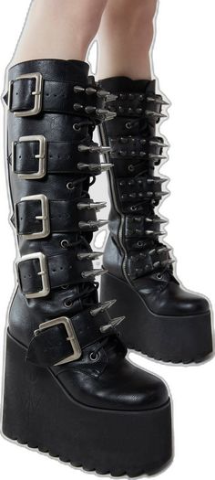 Occult Clothing, Black Platform Boots, Fashion Black, Leather Buckle, Black Dresses, Goth Fashion, Platform Boots, Dolls Kill, Online Boutique