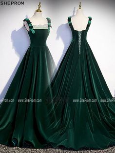 Dark Green Floor-length Evening Dress For Formal Occasions, Green Ball Gown Evening Dress For Formal Occasions, Fitted Dark Green Evening Dress For Banquet, Green Formal Evening Dress For Prom, Dark Green Formal Dress For Prom Season, Elegant Dark Green Floor-length Gown, Dark Green Formal Evening Dress For Prom Season, Dark Green Formal Evening Dress For Prom, Elegant Dark Green Gown For Formal Occasions