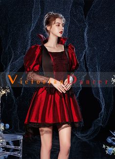 Wine Red Women Rococo Short Victorian Dress Halloween Costume Theatre Clothing   Condition: Brand New  Color: amp;nbsp; As Picture  Material: Satins And Lace  Silhouette: Ball Gown  Sleeve Length: Short Sleeve  Dresses Length:Above Knee, Mini  Neckline: STAND  Decoration: Lace  Style: Vintage   Includes: Dress    amp;nbsp; Long Sleeve Corset Dress For Halloween Costume, Long Sleeve Corset Dress For Halloween, Long Sleeve Corset Dress For Halloween Cosplay, Red Dresses For Halloween Fancy Dress, Red Dress For Halloween Cosplay, Witchy Corset Dress For Halloween Costume, Red Vampire Dress For Costume Party, Red Vampire Style Dress For Costume Party, Red Gothic Dress For Fancy Dress Occasions