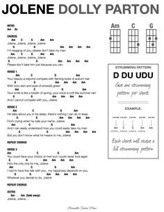 an instruction manual for the ukulene dolly parton, with instructions on how to play