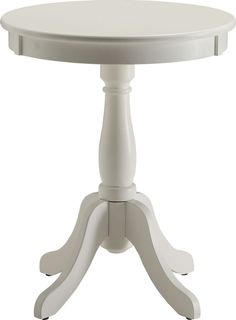 a white round table with two legs and an oval top, on a white background