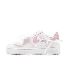 Step into style with our White Lace Pink Custom Air Force 1 shoes! These unique kicks feature a fun and playful color combination, perfect for expressing your individuality. The white lace adds a touch of elegance, while the custom design adds a one-of-a-kind flair to any outfit. Make a statement with every step in these must-have shoes! Exactly as shown in the pictures. 📷 Brand New & Authentic. 💯 Hand Painted with attention to detail. 👨‍🎨 Waterproof and Flexible. ❤️ Unisex model. Please refer to the Size Chart. 👟👫 Free Worldwide Shipping. ✈️🌍 Pink Custom Air Force, Air Force 1 Shoes, Painted Sneakers, Custom Air Force 1, Air Force 1 Low, Pink Accents, Pink Design, Custom Sneakers, Sneaker Collection