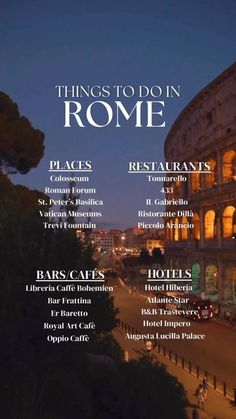 the front cover of an article about things to do in rome