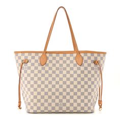 This is an authentic LOUIS VUITTON Damier Azur Neverfull MM. This stylish tote is crafted of Louis Vuitton's signature damier canvas in blue and white. This shoulder bag features vachetta cowhide leather trim, including strap handles and side cinch cords, with polished brass hardware. The top is wide and open to a striped white fabric interior with a hanging zipper pocket. Neverfull Louis Vuitton, Damier Azur Neverfull, Louis Vuitton Totes, Louis Vuitton Damier Azur, Neverfull Mm, Damier Azur, Louis Vuitton Shoulder Bag, Louis Vuitton Damier Ebene, Shopping Tote