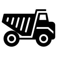 a black and white silhouette of a dump truck