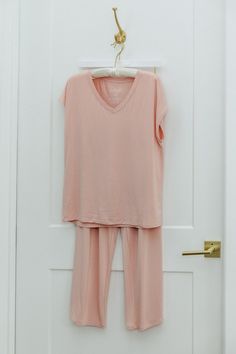 This luxury two piece loungewear set is cozy, comfortable & buttery. soft. Wear as pajamas or loungewear. Made from silky-soft sustainable bamboo for all the comfort. Our sleepwear looks elegant, feels luxurious and is cooling, phenomenally soft, and ultra-comfortable. Cropped jogger bottoms feature curved hems to the ankle making them the perfect length for any height. A drawstring waist tie allows adjustment for just the perfect fit. Plus pockets make these a great lounge pant. Paired with a r Comfortable Matching Loungewear Set, Comfortable Relaxed Fit Sleep Set, Relaxed Fit Comfortable Sleep Set, Soft Touch Relaxed Fit Sleepwear For Relaxation, Comfortable Soft Sleepwear For Spring, Comfortable Soft Relaxed Fit Sleepwear, Relaxed Fit Sleepwear With Soft Touch For Relaxation, Comfortable Comfy Sleepwear, Soft Cotton Sleepwear