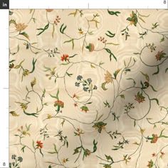 a white background with flowers and leaves on the fabric, it is very nice to use for