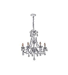 a drawing of a chandelier on a white background