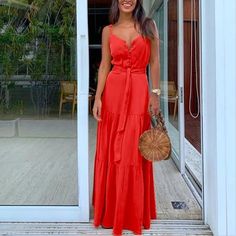 Long Beautiful Summer Dresses Available In Red,Green And Yellow Beach White Dress, Long Dresses Elegant, Stitching Dresses, Floral Print Dress Long, Peplum Tops, Strap Dresses, Button Outfit, Maxi Robes, Strapless Maxi Dress