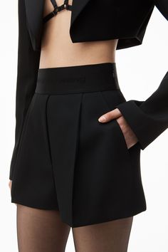 alexanderwang high waisted tailored short in wool BLACK - alexanderwang® US Tailored Shorts, Zipper Detail, Alexander Wang, Alexander, Women Wear, Womens Sizes, High Waisted, Wool, How To Wear