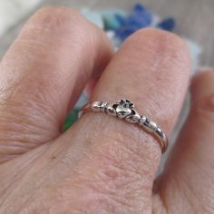 Tiny 925 Sterling Silver Claddagh Ring. Dainty Yet Very Well Made, Not Flimsy. Measures 4mm Wide, Various Sizes Available In The Dropdown. Stamped 925. The Meaning Of The Claddagh Is Perfectly Encapsulated In The Phrase “Love, Loyalty & Friendship”, Or If You Prefer To Speak Gaelic, “Gr, Dlseacht, Cairdeas” (Pronounced “Graw, Deal-Shocked, Core-Jass”). The Unique Design Is A Combination Of Three Symbols: The Heart Represents Love The Crown Represents Loyalty The Hands Represent Friendship The Ve Cute Matching Jewelry For Couples, Claddagh Ring Meaning, Irish Wedding Ring, Claddaugh Ring, Claddagh Wedding Ring, Jesus Ring, Goth Diy, Irish Wedding Rings, Loyalty Friendship