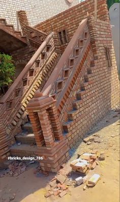 the stairs are made out of bricks