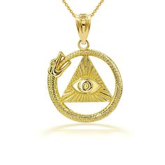 Solid 14k Gold 3d Pyramid Eye Of Horus Ouroboros Pendant Necklace Item No.: H807 Metal Type: 14k Solid Yellow Gold (Also Available In 10k Solid Gold) Metal Color: Yellow Gold. (Also Available In White Gold And Rose Gold) Pendant Only Weight: 2.0 Grams Pendant W/Chain Weight: 3.0 - 3.2 Grams (Vary From Length Chain) Height W/Bail: 0.96" (24.38 Mm) Width: 0.70" (17.78 Mm). Chain Available In 16", 18", 20", 22" Brand New. Made To Order. Please Allow 5-7 Days To Be Shipped. Symbolic 14k Gold Jewelry With Diamond Cut, Symbolic 14k Gold Diamond-cut Jewelry, Symbolic 14k Gold Diamond Cut Jewelry, Symbolic Yellow Gold Necklaces For Formal Occasions, Snake Shape Yellow Gold Jewelry For Anniversary, Snake-shaped Yellow Gold Jewelry For Anniversary, 14k Gold Yellow Polished Necklace, Anniversary Yellow Gold Snake-shaped Jewelry, 14k Yellow Gold Snake-shaped Jewelry