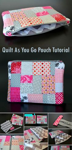 the instructions for how to make a quilted pouch