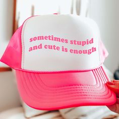 Enough said Foam trucker hat snap back pink, black, or green Pink 5-panel Snapback Hat For Streetwear, Funny Snapback Hat With Letter Print, Funny One Size Fits Most Trucker Cap, Funny Trucker Hat One Size, Funny Trucker Hat With Letter Print, Funny Letter Print Trucker Hat, Funny Trucker Hat For Streetwear, Funny Adjustable Trucker Baseball Cap, Funny Adjustable Trucker Hat