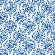 a blue and white wallpaper with an intricate design