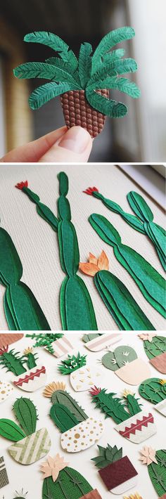 paper cut outs are being made to look like cactuses