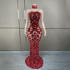 Hot Fashionista Poppy Sequin Mesh See-through Maxi Dress Poppy Dress, Fishtail Dress, Edgy Chic, Securely Attached, Stylish Party, Red Sequin, Sleek Hairstyles, Black Tie Event, Dress Shapes