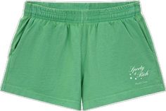 Green Cotton Bottoms With Built-in Shorts, Green Stretch Shorts With Elastic Waistband, Green Cotton Shorts For Loungewear, Green Cotton Loungewear Shorts, Stretch Cotton Shorts With Side Pockets, Green Comfort Waistband Shorts, Green Loungewear Shorts With Elastic Waistband, Green Leisure Bottoms With Side Pockets, Green Sporty Shorts For Loungewear