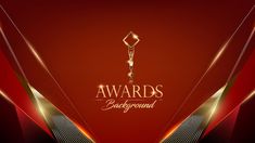 a red and gold background with the words awards on it's backgrounnd