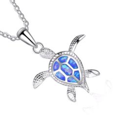 New Sea Turtle Pendant Necklace Chain Length: Approx 18 Only One Necklace Per Order. Blue Pendant Jewelry With Lobster Clasp, Blue Clavicle Chain Jewelry For Gifts, Blue Clavicle Chain Jewelry Gift, Blue Clavicle Chain Jewelry As Gift, Blue Adjustable Clavicle Chain Jewelry, Adjustable Blue Collar Necklace, Blue Pendant Necklace With Silver Chain, Blue Jewelry With Silver Chain For Gifting, Blue Metal Jewelry With Adjustable Chain