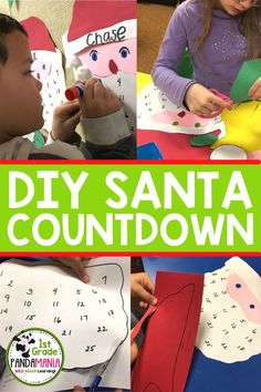 Learn how to assemble this easy Santa Advent Calendar activity with your students or children. From cutting the Santa beard template to gluing the pieces together and adding a cotton ball each day until Christmas - it's all detailed in our guide, and it takes only about 30 minutes! Learn more at 1stgradepandamania.com 2nd Grade Christmas Crafts, Beard Template, Easy Math Games, Advent Crafts