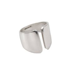 Beautifully handcrafted chunky sterling silver ring. The ring is narrow at the back and gradually gets wider ending in a wide gap at the front, giving the ring a very contemporary and simple look. - Hallmarked 925 Sterling Silver - Approx. 12g - Width t its Widest - Approx 17mm - Comes in a Gift Box Gap Ring, Ankle Jewelry, Arm Jewelry, Glass Locket, Pearl Grey, Delicate Rings, Ear Jewelry, Jewelry Care, Semiprecious Stones