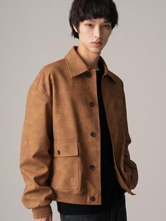 Composition : PU100%Country of Origin : China Brown Urban Outerwear For Outdoors, Urban Brown Outerwear For Outdoor, Classic Brown Utility Jacket For Streetwear, Casual Solid Leather Jacket With Pockets, Urban Brown Outerwear For Fall, Beige Outerwear With Flap Pockets For Streetwear, Brown Stand Collar Outerwear For Work, Urban Brown Fall Outerwear, Khaki Lapel Collar Outerwear For Streetwear