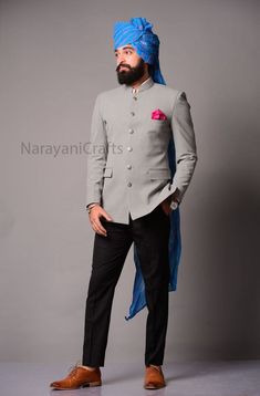 Product Description - The first and most important rule of men's style is you should feel comfortable and confident in your clothes. You will need both these attributes to pull off just about any outfit successfully. A suit that fits increases your confidence and makes you look good. Regardless of how 'classy' or expensive they might be. New Stylish handmade Decent Jodhpuri suit for men for wedding and festive occasions.  Stylish New Bandgala jodhpuri suit  Top Details  -  Color  -  Gray  Fabric  - Suiting  Bottom Details - Color  - Black Fabric - Suiting Bottom Style  - Pant Note 1 :- If you want any other Color in this so please send us a message sothat we will make it according to your choice. Note 2:-  Select your size according to your chest. Note 3 :- If you want in your perfect size Tailored Bandhgala For Semi-formal Eid Occasions, Tailored Kurta For Eid Wedding, Unstitched Nehru Jacket For Semi-formal Festivals, Unstitched Bandhgala For Semi-formal Festive Occasions, Tailored Nehru Jacket For Eid Semi-formal, Tailored Nehru Jacket For Semi-formal Eid Occasions, Tailored Nehru Jacket For Semi-formal Eid Events, Fitted Bandhgala For Groom On Eid, Fitted Bandhgala For Groom At Eid