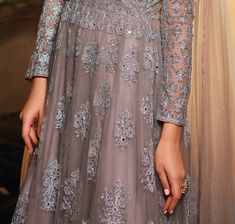 Gray Mauve Designer Heavy Embroidered Wedding Anarkali Gown-Saira's Boutique Holiday Promotions, Anarkali Gown, Embroidered Wedding, Lace Border, Anarkali, Party Wear, Sequin Skirt, Color Variations, Tunic Tops