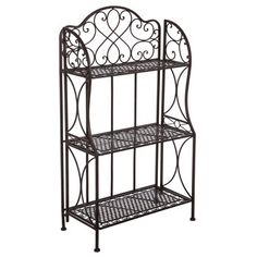 an iron baker's rack with three shelves