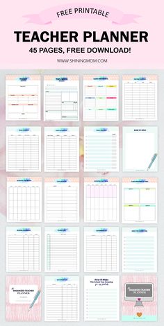 free printable teacher planner Teacher Binder Printables Free, Business Planner Printables, Free Lesson Planner, Planner For Teachers, Lesson Planner Template, Printable Teacher Planner, Peraturan Kelas, Class Planner, Teacher Planner Templates