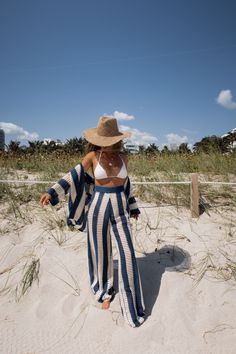 swim cover up | swimsuit coverups | beach outfits | resort vacation outfits | resort outfit ideas | vacation outfits | cute vacation outfits | island resort outfits | vacation outfits | resort outfit ideas | beach vacation outfits Vertical Stripes Outfit, Coverup Swimsuit, Beachy Outfits, Wide Leg Pant Suit, Crochet Cover, Resort Outfit